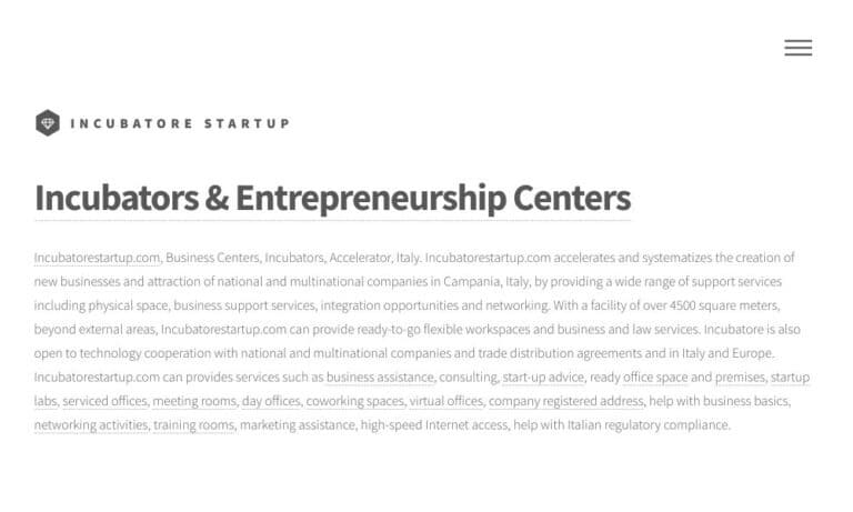 INCUBATORE - Startupeasy